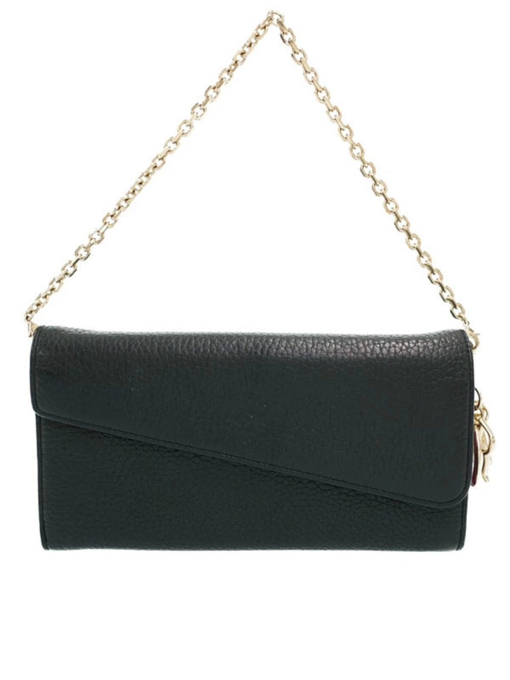 Christian Dior black textured leather Diorissimo Rencontre chain wallet